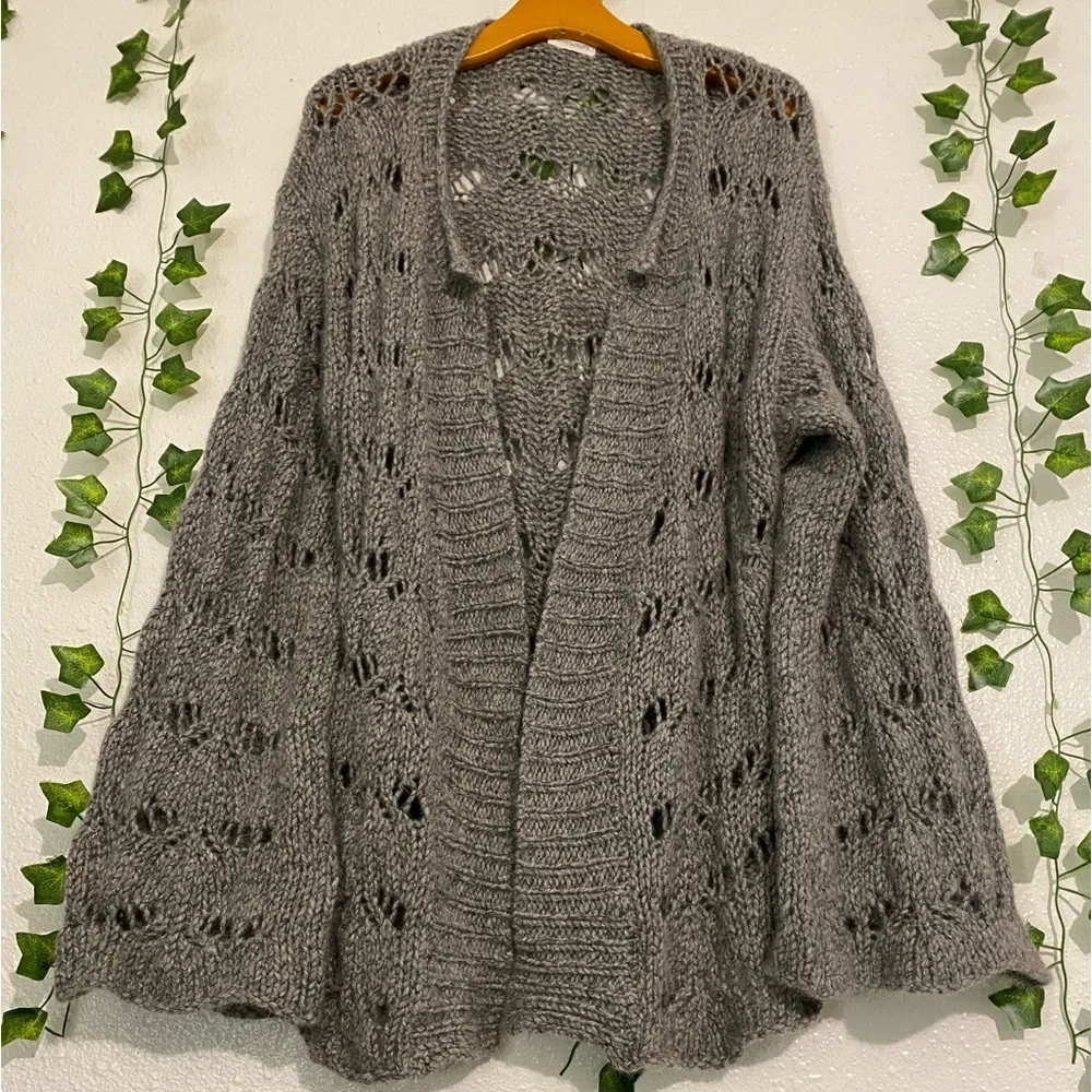 Subtle luxury Grey open knit cardigan #knitwear Crochet grey - Picture 1 of 11